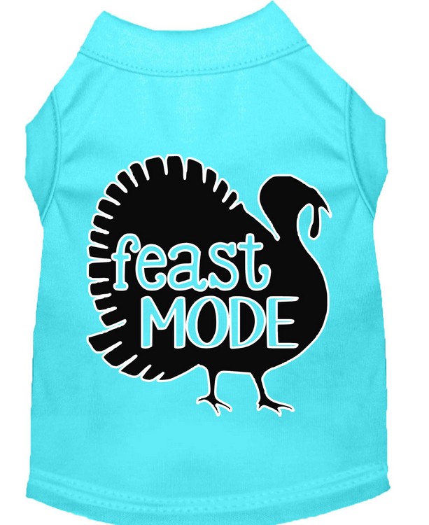 Feast Mode Screen Print Dog Shirt Aqua Med